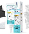 Heavy Duty Drywall Repair Kit 12 Oz Tube With Scraper For Wall Holes Cracks Chips Dents Spackle Patch And Concrete Cement Crack Filler No Mess Quick Fix That Dries Invisible And Leaves A Smooth White Finish showing tube, scraper, mesh, and packaging.