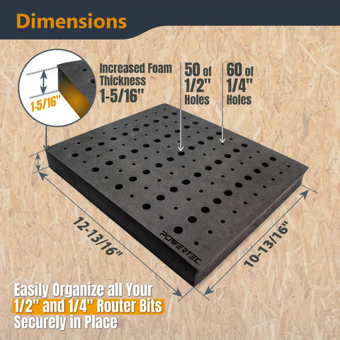 Badass Router Bit Storage Inserts Housing Fifty Half Inch And Sixty Quarter Inch Holder Slots With Thick Foam dimensions and design