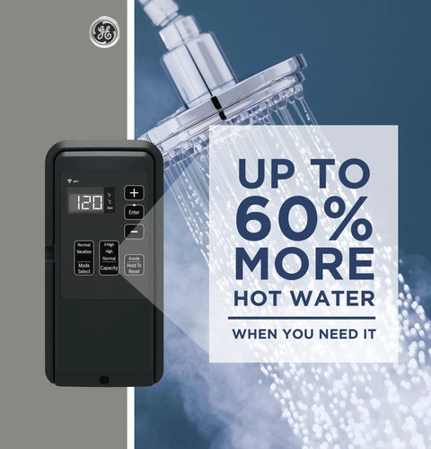 Heavy Duty 30 Gallon Electric Water Heater 5500 Watt 240 Volt Built Tough Workhorse digital control display with water flowing