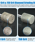 24-Piece Diamond Grinding Bit Set For Rotary Tools With One Eighth Inch Shank, 60 and 150 grit polishing burrs