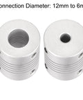 Aluminum Shaft Coupling 12mm To 6mm Flexible Spring Joint For Small Torque Motors L30xD25 Zero Backlash One Piece Metal Coupler, silver