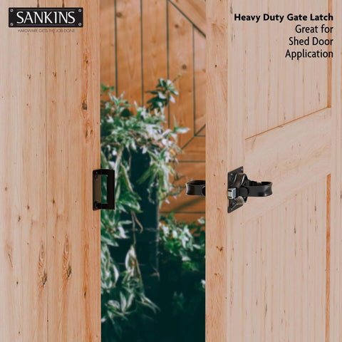 Heavy Duty Swinging Barn Door Latch With Dual Sided Handle For Inside And Outside Access On Gates, Sheds, Fences