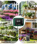 Solar Drip Irrigation System For Gardens And Greenhouses DIY Automatic Drip Kit in use with multiple garden setups