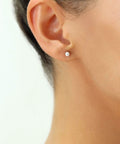 14K White Gold Ball Stud Earrings With Secure Screw Backs, Sleek 4Mm Dainty Hollow Spheres For Everyday Wear, Classic Minimal Jewelry That Elevates Casual Or Dressy Looks, Available In 3Mm To 8Mm Sizes.