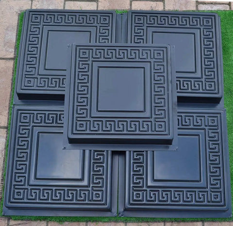 Five Piece Concrete Molds Set For Flagstone Paving Ideal For DIY Garden Path Walkway Patio Stone Casting Molds ABS Plastic 12x12 Inch Each Easy Release