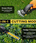 2-In-1 Cordless Hedge Trimmer And Grass Shear Tool Only, 20V Max, trimming grass and hedges with blades visible