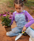 Child using 8 Piece Aluminum Alloy Garden Shovel Set For Quick Digs And Planting With Soft TPR Handles Heavy Duty Hand Trowels And Spades