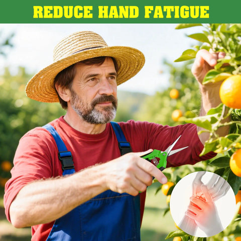 Man using 4 Pack Garden Shears Set With Stainless Steel Blades, Pruning Shears And Garden Clippers For Plants And Flowers outdoors.