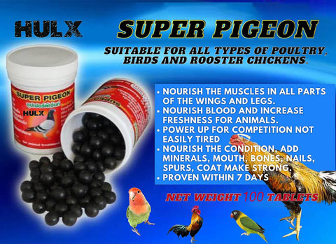 Super Pigeon Bird Booster Tablets, 100 Count, Fast Energy And Muscle Support For Poultry, Vitamin Rich Health Supplement For Chickens And Roosters, Reduces Cramps, Boosts Flight Power And Overall Wellness In 7 Days