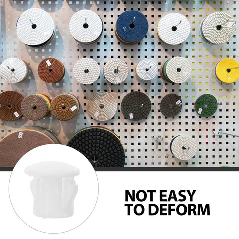 White Plastic Hole Plugs Set With Locking Screw Caps For Furniture And Office Installations on display with various attachments