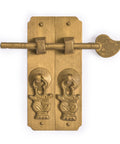 Brass Round Corner Cabinet Backplate Strip 4.1 Inch Overall Assembly with Pull showing intricate design for doors and drawers