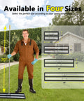 Man demonstrating All Purpose Lawn Leveling Rake With Aluminum Rollers And Stainless Steel Build in four sizes