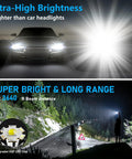 Beast Bright Rechargeable Flashlight With 100,000 Lumens LED illuminating a road with car headlights, showcasing long beam distance.