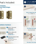 Half Inch Overlay Cabinet Door Hinge Self Closing Partial Wrap Golden Champagne Finish Built Tough Steel Construction For Face Frame Kitchen And Bathroom Cabinets Pair 2 Pack with installation hardware