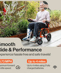 Man using GoRide 2 Electric Wheelchair Lightweight 42 Lb Foldable With Dual Brushless Motors Zero Turn Electromagnetic Brake Portable Mobility Up To 300 Lb Capacity 18.5 Inch Wide Seat Cushioned Comfort Travel Ready outdoors