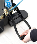 Hand adjusting tension on Slackhouse 3.0 Indoor Slackline Structure Built For Gym And Home Training Heavy-Duty Portable Setup