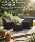 All-Season 3-Piece Patio Bistro Set Cover Waterproof Heavy-Duty 600D UV Resistant Outdoor Furniture Cover For Two Chairs And Side Table Perfect For Patio Porch Backyard Protection with covers on furniture in a garden setting
