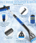 32 Inch Extendable Ice Scraper And Snow Brush For Cars And SUVs With 360 Degree Rotating Brush, PVC Bristles, EVA Grip