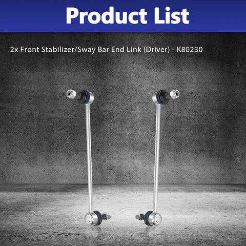 Front Sway Bar Links For Toyota Corolla 2003 To 2019 Also Fits Pontiac Vibe 2003 To 2010 And Scion tC 2005 To 2010 OEM Style Suspension Replacement Link Kit, pair