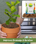 A bag of All Natural Pine Bark Mulch Nuggets For Indoor And Outdoor Pots And Planters Terrariums next to a potted plant.
