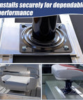 Tilt-N-Slide Boat Seat Pedestal Base With 15-Inch Rails, heavy-duty aluminum, shown installed with seats.