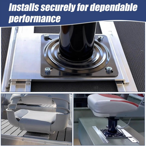 Versatile Jon Boat Bench Seat Mount Plate For Easy Side-To-Side Swivel And Quick Access installed on a boat seat