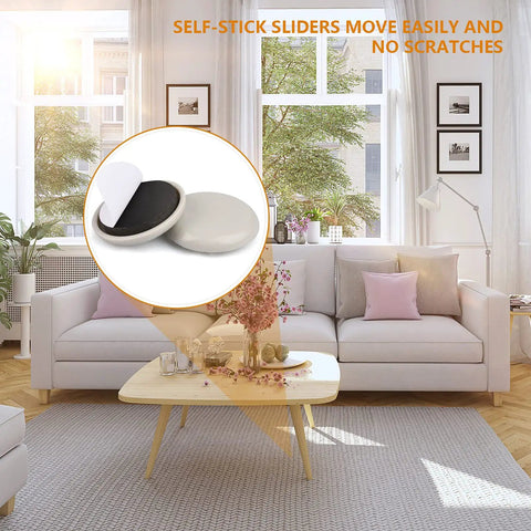 1-1/4 Inch Furniture Sliders For Carpet And Hardwood Floors, 24 Pack Pads That Let You Move Any Item With Ease Without Scratching Floors, Cut The Noise, And Glide Smoothly On Rugs, Carpets, And Wood