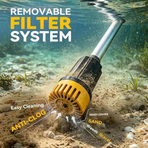 Cordless 840 GPH Brushless Water Transfer Pump With Auto Shutoff 3 Speed Modes filtering debris in sandy water