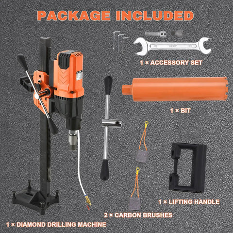 Diamond Core Drilling Machine With Bit For Wet Concrete Heavy Duty 8 Inch Core Drill Rig With Stand Wheel 750 RPM