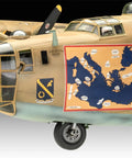 Close-up of B 24D Liberator 1 To 48 Scale Unbuilt Plastic Model Kit with Detailed Cockpit And Interior Authentic Decal Set Aqua Color