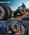 All Terrain 19x7-8 ATV Tires Set for Quad UTV Go Kart Off Road Tubeless 4 Ply 2 Pack, shown with ATV in action