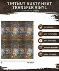 Dope Rusty Look Heat Transfer Vinyl Set With Scratched Distressed Overlay 10 Sheets 10x12 Inch HTV For DIY T Shirts Hats Coats Bags