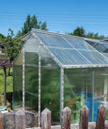 Greenhouse with Six Point Six Ft Greenhouse Lock Channel And Spring Wire Set With PVC Coated Wiggle Wire, outdoors scene