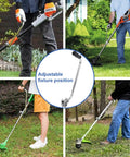 Ergonomic Weed Eater Handle Grip For Trimmers With Adjustable Position And Bracket Clamp Upgrade Easy Install Weeder Lawn Trimmer Improve Posture And Cut Longer With Less Strain Silver in use in various garden settings.