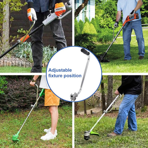 Ergonomic Weed Eater Handle Grip For Trimmers With Adjustable Position And Bracket Clamp Upgrade Easy Install Weeder Lawn Trimmer Improve Posture And Cut Longer With Less Strain Silver in use in various garden settings.