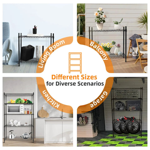 Five Tier Adjustable Metal Wire Shelving Unit With Leveling Feet Heavy Duty Pantry Organizer Rack For Kitchen Garage Laundry Office Black Built To Last And Able To Hold 350 Pounds Per Shelf, black metal shelving in living room