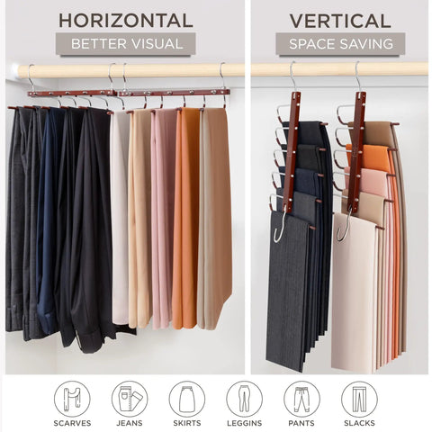 Heavy Duty Beechwood Pants And Scarf Hangers Space Saving Closet Organizer Built Different Wardrobe Setup For Jeans And Leggings With Rotating Swivel Hook Two Pack