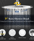 9 Inch Adjustable Rain Shower Head and High Pressure Handheld Spray Combo With Holder And Leakproof Hose Dual Showerhead System