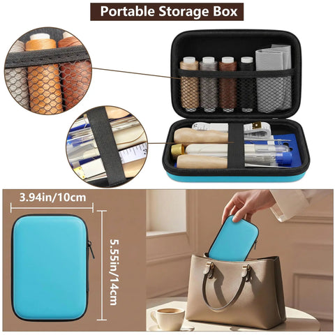Portable zipper case of All In One Leather Repair Kit With Waxed Thread And Heavy Duty Tools for car seats, sofas, and carpets.