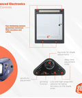 Auto Darkening Welding Helmet With 4x4 True Color Viewing Window showing controls and sensors for enhanced safety and accuracy