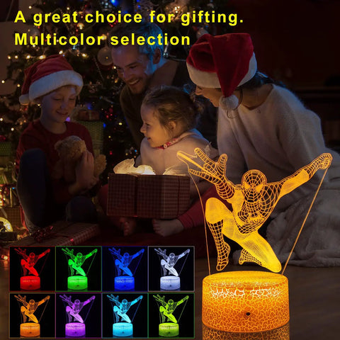 Family enjoying Cool 3D Illusion Night Light For Kids With 16 Color Options And Remote Control Bedside Lamp For Boys And Girls