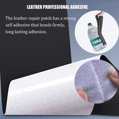 Close-up of blue leather repair tape self adhesive for furniture and car seats vinyl upholstery DIY quick fix with strong adhesion.