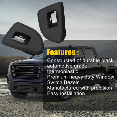 Window Switch Bezels 2PCS Black For GMC Sierra And Chevy Silverado Ext Cab 2009 2010 2011 2012 2013 Rear Left And Right
