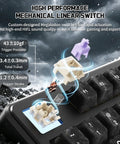 Top Shelf Wireless Mechanical Keyboard With Blazing 8k Polling Speed And A Rock Solid 10000Mah Cell Mounted On A Clever Dot Matrix Panel Plus Dope 168 Million Rgb Backlights For Your Pro Gamer Desk Rig featuring custom Megalodon mechanical linear switches.