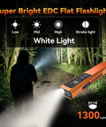 4 In 1 EDC Slim Flashlight With USB C Rechargeable Battery Magnetic Tail Cap UV Light Green Laser Pointer Red Strobe Waterproof