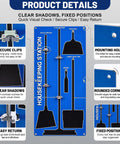 5S Shadow Board For Cleaning Tools, Aluminum Broom Station Organizer, Industrial Tool Rack Board, 63.5 By 26.5 Inches, Space Saving Janitorial And Housekeeping Supply For Factory Floor And Warehouse, blue board with fixed tool positions