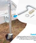 Heavy Duty Swivel Handle Plunger Pin Kit For S Mount Trailer Jacks, zinc plated steel assembly with components shown.