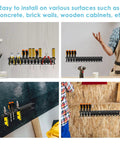 Heavy Duty Screwdriver Organizer Wall Mount with 14 Holes and Metal Plier Holder installed on various surfaces