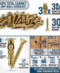 Heavy Duty Self Drilling Drywall Anchors And Screws Kit 14mm Metal Wall Anchors For Solid Mounts Easy Install 150 Piece Set Tough As Nails For Cabinets Shelves And Hangers, gold drywall fixings