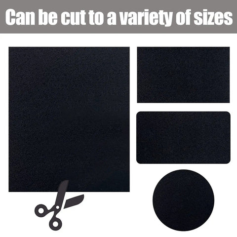 Carbon Fabric Filter Replacement 16 By 48 By 0.12 Inches Activated Charcoal HEPA AC Vent Filter shown in cut shapes